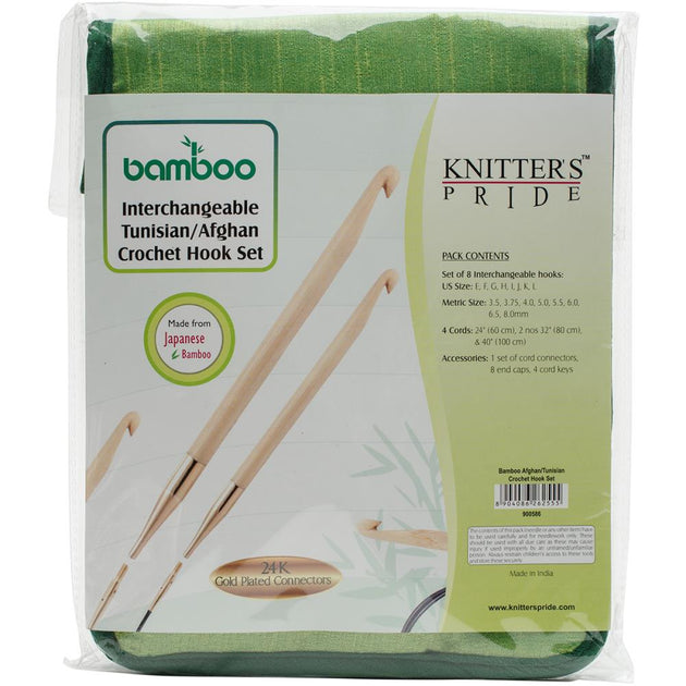 23 Pieces Tunisian Crochet Hooks Set 3-10 mm Cable Bamboo Knitting Needle with Bead Carbonized Bamboo Needle Hook
