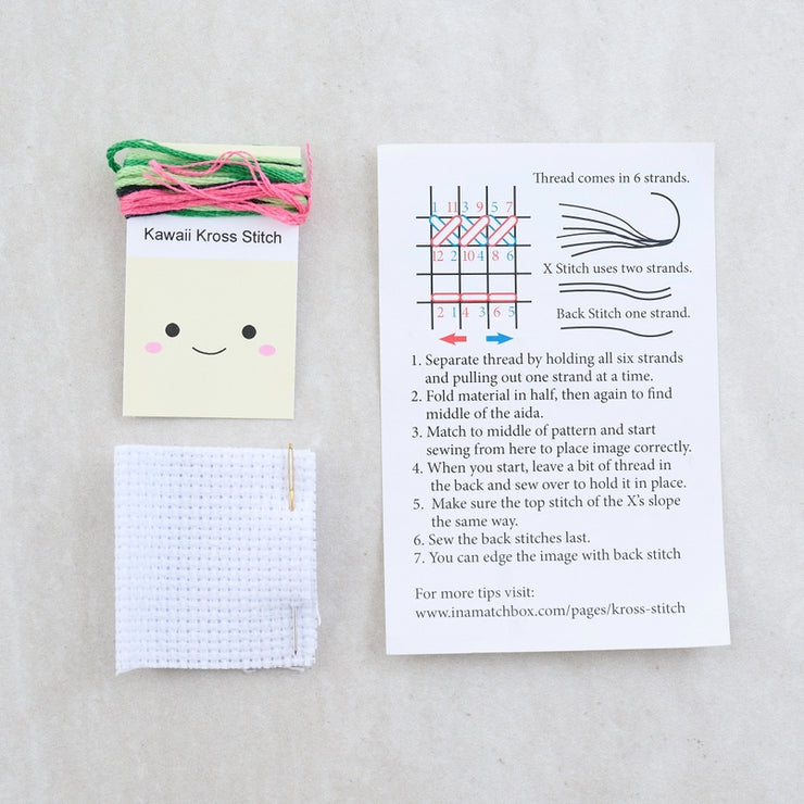 Kawaii Cactus Cross Stitch Kit - Mini Cross Stitch in a Matchbox