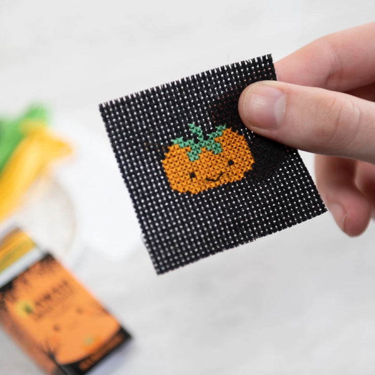 Kawaii Halloween Pumpkin Cross Stitch Kit - Mini Cross Stitch in a Matchbox