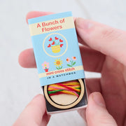 A Bunch of Flowers - Mini Cross Stitch in a Matchbox