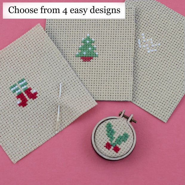 Christmas Bauble Jolly Holly - Mini Cross Stitch in a Matchbox