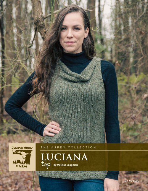 Luciana top pattern for Saxony yarn from the Aspen Collection from Juniper Moon Farm