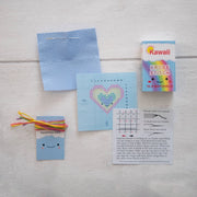 Kawaii Rainbow Heart Cross Stitch Kit - Mini Cross Stitch in a Matchbox