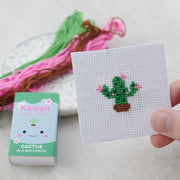 Kawaii Cactus Cross Stitch Kit - Mini Cross Stitch in a Matchbox