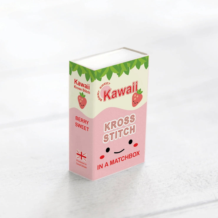 Kawaii Strawberry Cross Stitch Kit - Mini Cross Stitch in a Matchbox