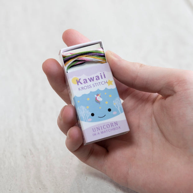 Kawaii Unicorn Cross Stitch Kit - Mini Cross Stitch in a Matchbox