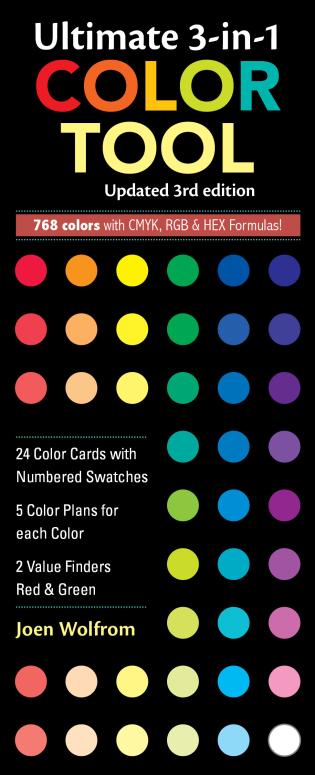 Ultimate 3-in-1 Color Tool -- 24 Color Cards with Numbered Swatches -- 5 Color Plans for each Color -- 2 Value Finders Red & Green