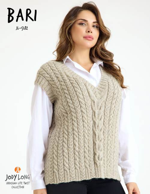 Bari Cable Vest Pattern for Andeamo Lite Twist