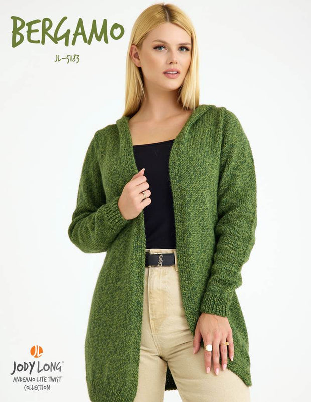 Bergamo Hooded Cardigan Pattern for Andeamo Lite Twist