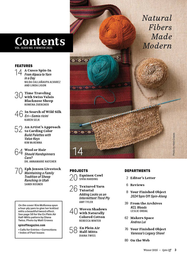 Spin Off - the Art & Craft of Spinning Yarn - Winter 2025 - Vol. XLVIII No. 4