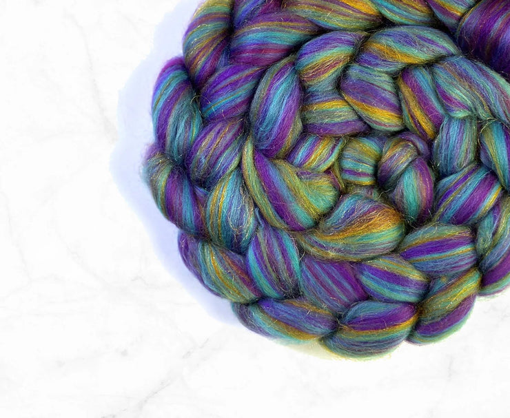 Merino Wool Blend Roving by the Ounce - Ametrine