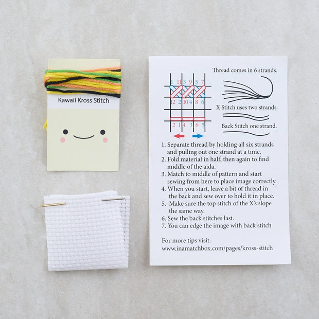 Kawaii Pineapple Cross Stitch Kit - Mini Cross Stitch in a Matchbox