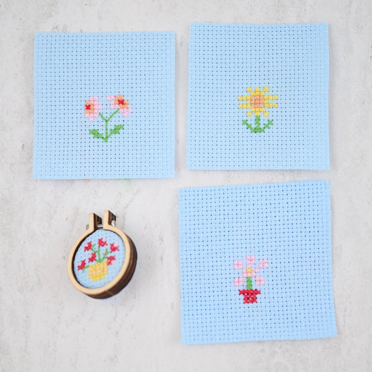 A Bunch of Flowers - Mini Cross Stitch in a Matchbox