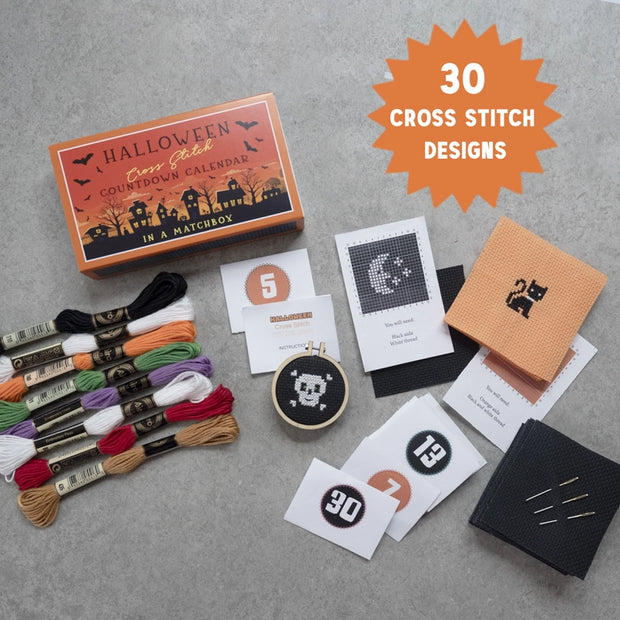 Halloween Cross Stitch Countdown Calendar - Cross Stitch in a Matchbox