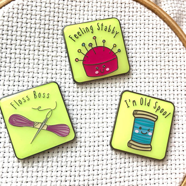 Kawaii Sewing Notions Magnetic Enamel Needle Minder - Set of 3