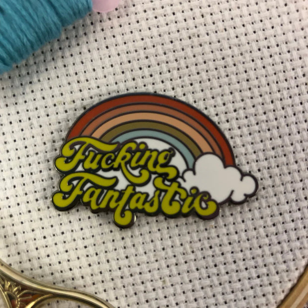 F*cking Fantastic Retro Rainbow Magnetic Enamel Needle Minder