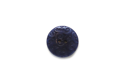 Blue Corozo Botton - Ornate - 23mm Round