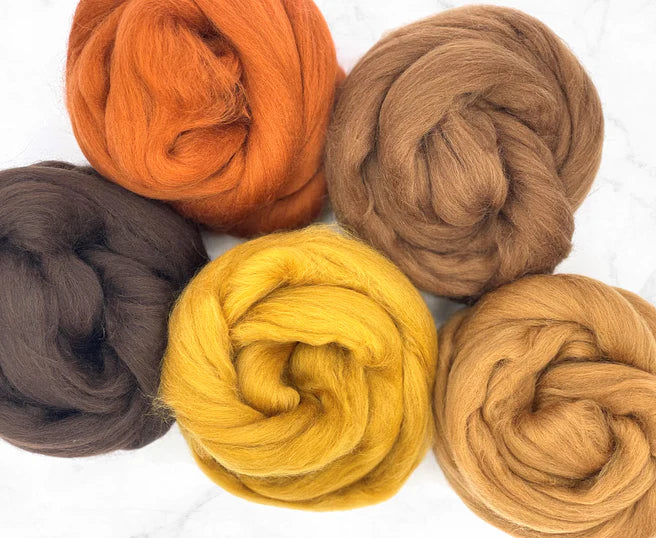 AUTUMN ACCENTS Color Range, Wool Roving, 6 Ozs. Pack, Wool Roving