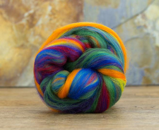 Merino Wool Blend Roving by the Ounce - Rainbow